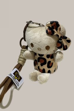 Trendy Leopard Print Plush Cat Doll Keychain - Hello Kitty Fashion Bag Pendant 2025