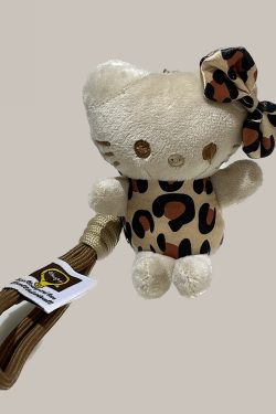 Trendy Leopard Print Plush Cat Doll Keychain - Hello Kitty Fashion Bag Pendant 2025