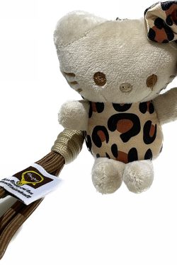 Trendy Leopard Print Plush Cat Doll Keychain - Hello Kitty Fashion Bag Pendant 2025