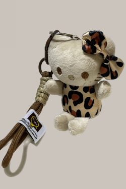 Trendy Leopard Print Plush Cat Doll Keychain - Hello Kitty Fashion Bag Pendant 2025