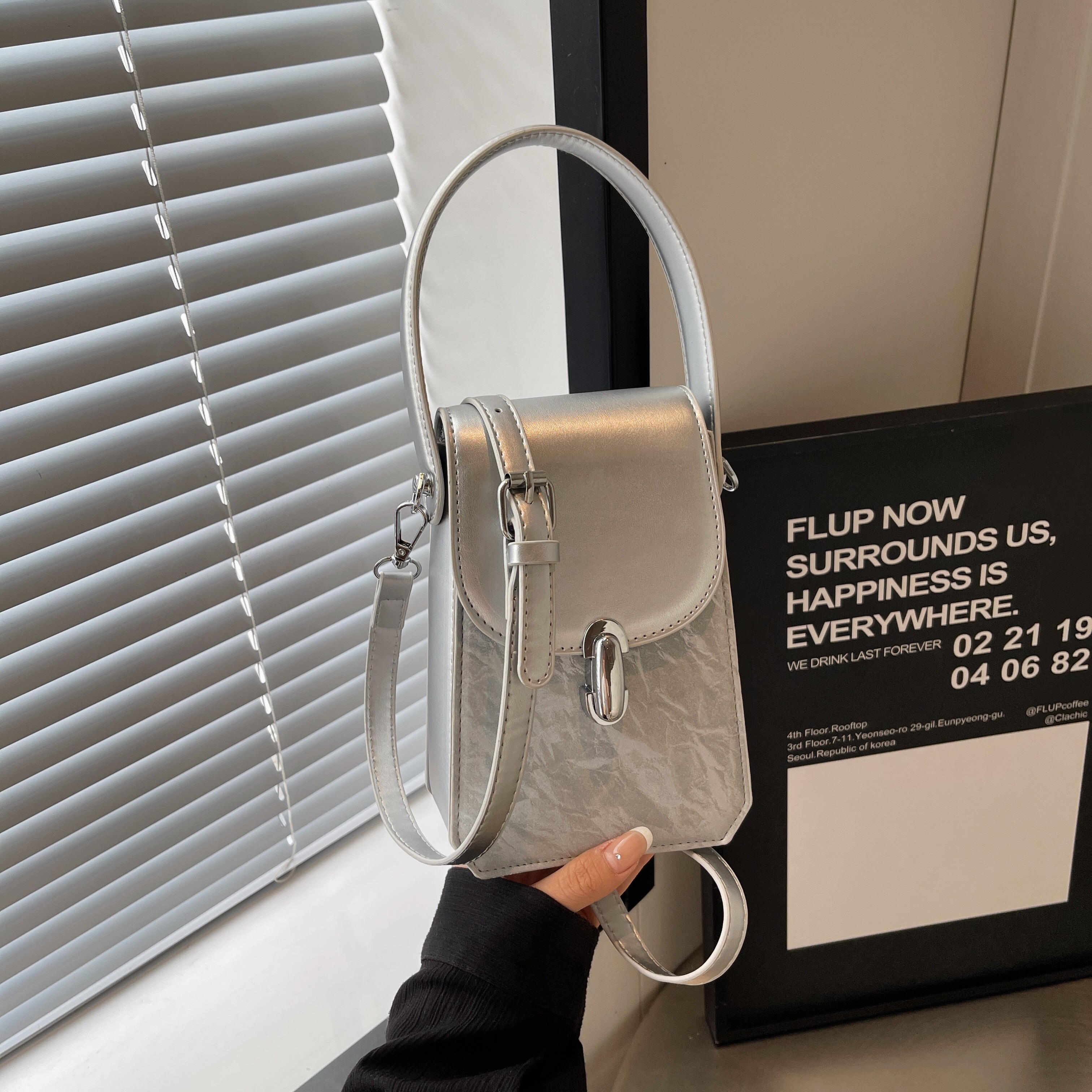 Trendy Textured Small Square Handbag for Women - Casual Versatile Phone Bag, 2025 Fashion Must-Have