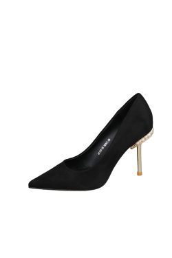 Trendy Women's Suede High Heels, Pearl Accents, Versatile Pointed Toe, Korean Style, Fashionable Thin Heel Party Shoes 2025