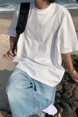 Unisex Deconstructed Solid Color Round Neck Short Sleeve T-Shirt - Summer Versatile Casual Top - Trendy 90s Inspired Fashion