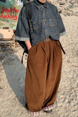Unisex Distressed Denim Short Sleeve Shirt - Vintage Washed Loose Fit Summer Top for Trendy 90s Y2K Style