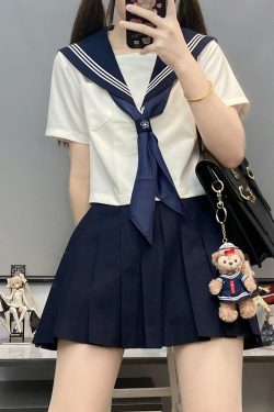 Unisex Sailor Suit Set - Authentic JK Uniform with Long & Short Sleeves, Basic White, Three-Volume Design for Middle School Style