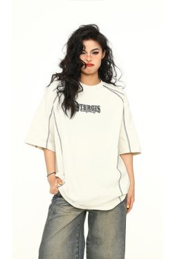 Vintage American High-End Unisex Loose Fit Short Sleeve T-Shirt - Versatile Couple Top for 90s and Y2K Style Enthusiasts