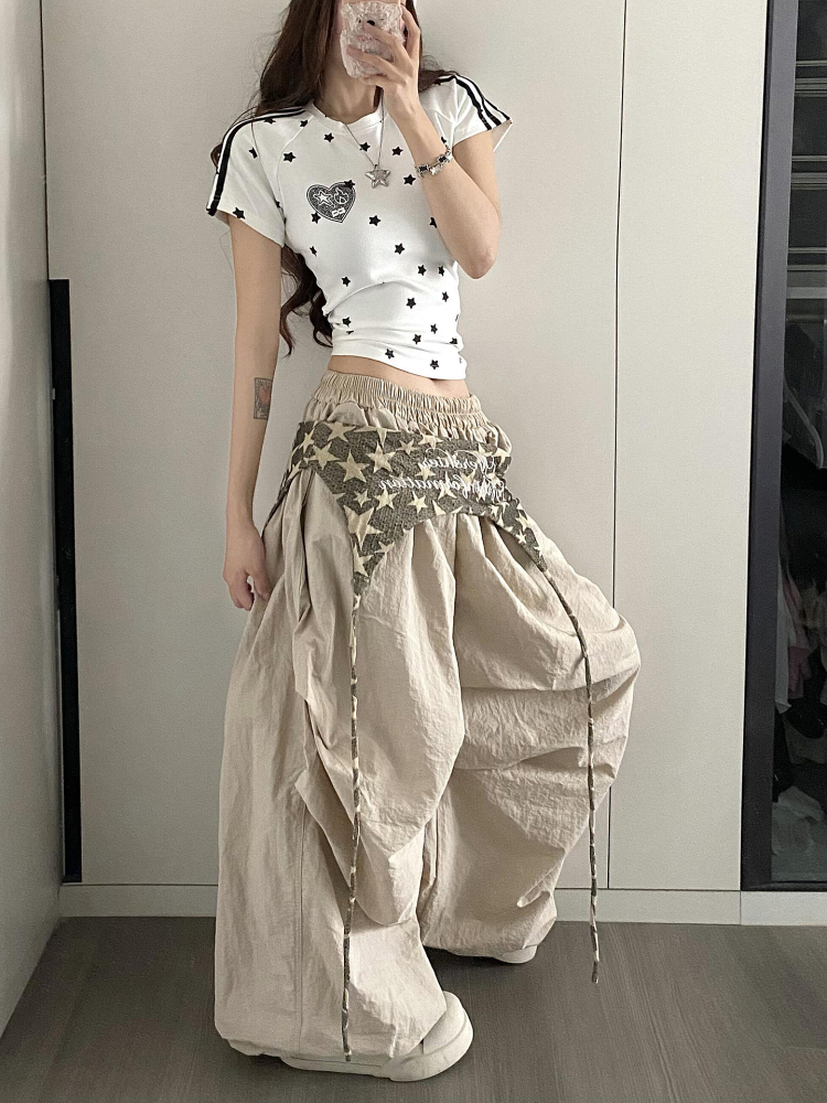 Vintage American Work Pants for Women - Loose Wide-Leg Jazz Dance Casual Sports Trousers with Street Vibe, Floor-Length Style