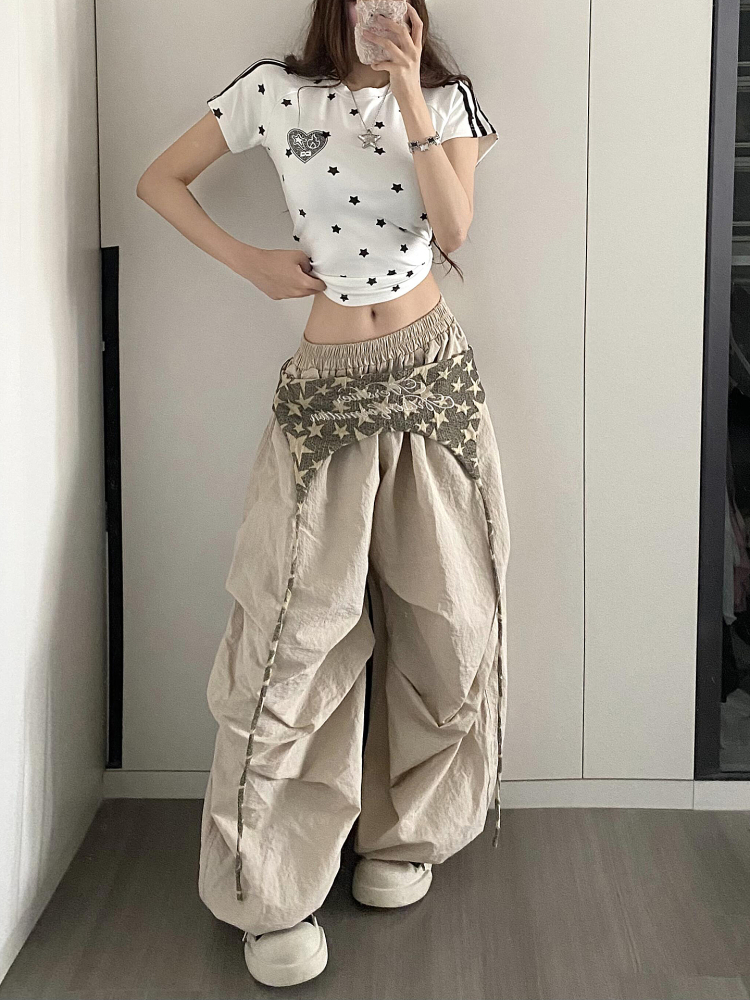 Vintage American Work Pants for Women - Loose Wide-Leg Jazz Dance Casual Sports Trousers with Street Vibe, Floor-Length Style