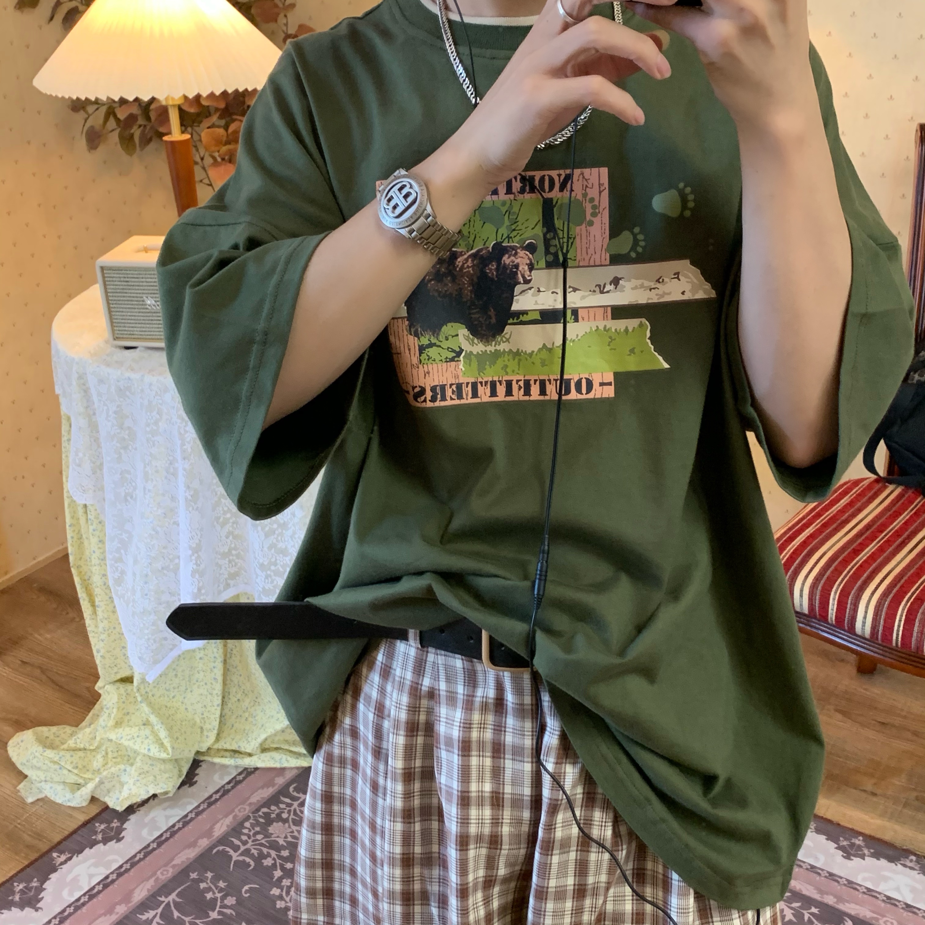 Vintage California Bear T-Shirt - Short Sleeve, Loose Fit, European American Trend, Versatile Style, Y2K Fashion