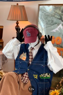 Vintage Cow Print Denim Vest - Handmade Retro Gilet for Autumn, Versatile Loose Fit, Y2K Inspired Fashion