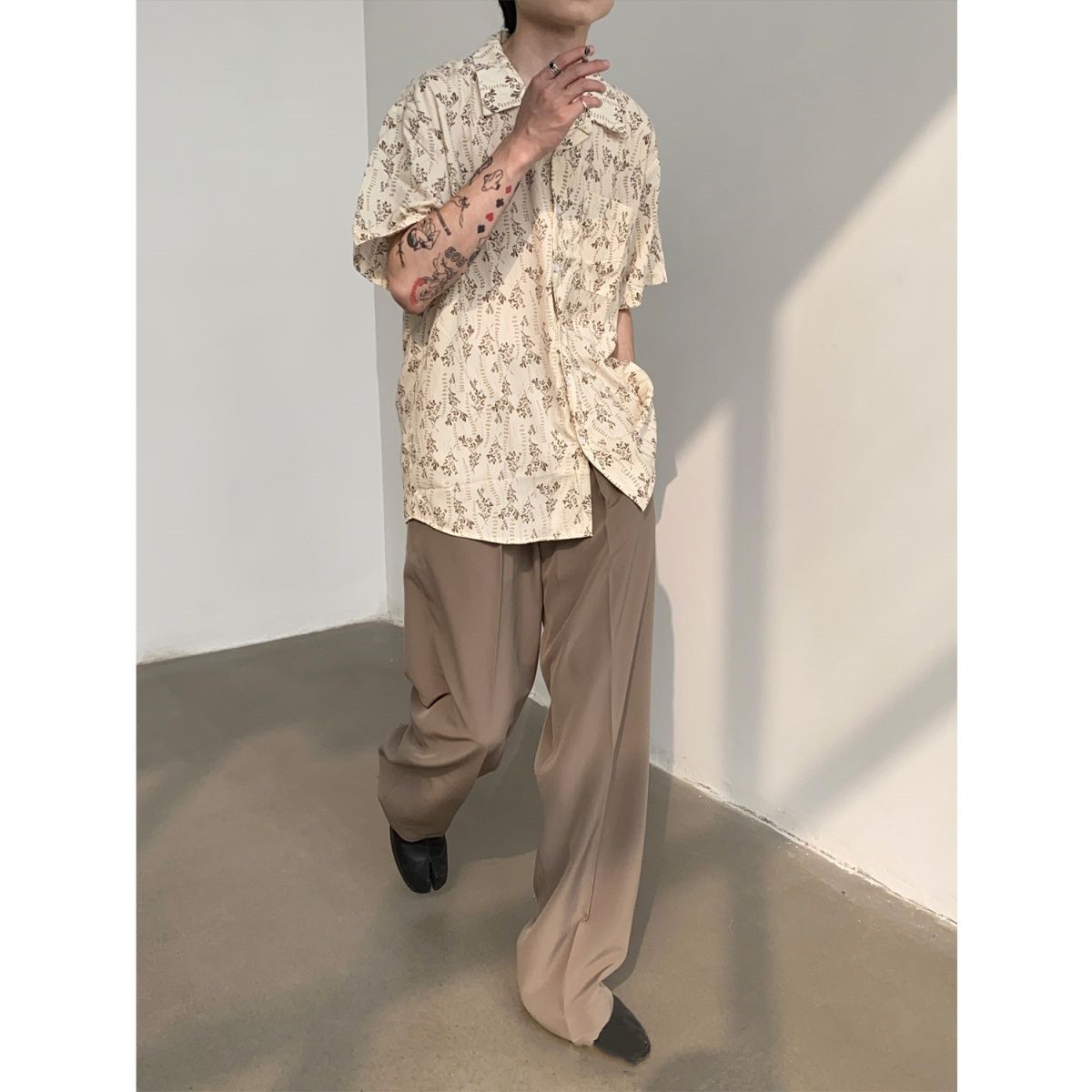 Vintage Cuban Collar Short Sleeve Shirt for Men and Women, Retro Floral Summer Beach Shirt, Japanese Style, Loose Fit