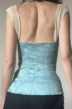 Vintage Floral Butterfly Strap Lace Trim Vest Camisole - Women's Backless Summer Top in French Style