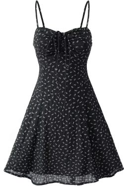 Vintage Floral Slip Dress for Women - Elegant French Style Summer Mini Dress 2025