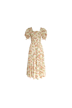 Vintage French Floral Square Neck Big Hem Dress for Women - Summer Loose Princess Sleeve Long Dress - 90s Y2K Style