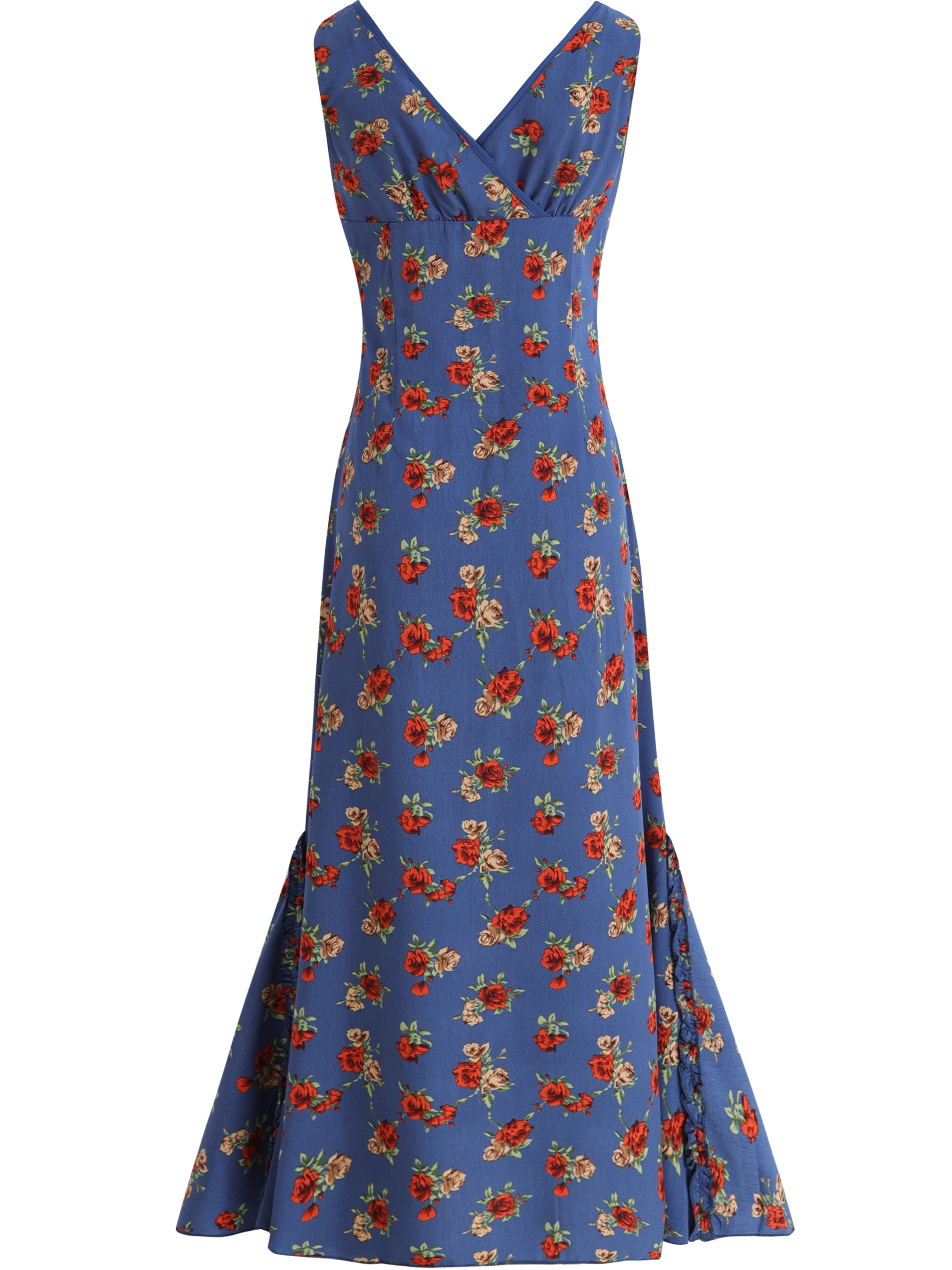 Vintage French-Style V-Neck Floral Dress for Women - Age-Reducing Blue Summer Dress, 2025 Collection