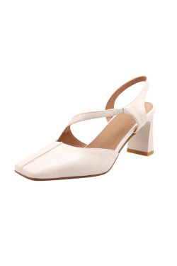 Vintage Genuine Leather Chunky Heeled Open-Toe Sandals for Women - Fashionable Backless High Heels, Versatile Italian Style