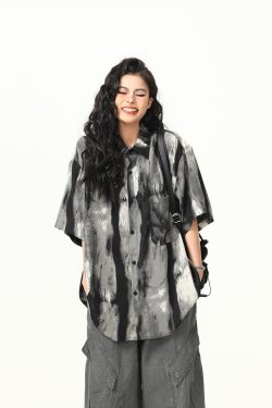 Vintage Ink Wash Tie-Dye Short Sleeve Shirt for Men and Women - Trendy Summer Streetwear, 90s Style Personality Tee