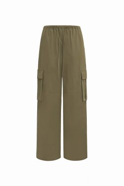 Vintage Low-Waist Multi-Pocket Two-Way Parachute Cargo Wide-Leg Pants - 90s Y2K Style
