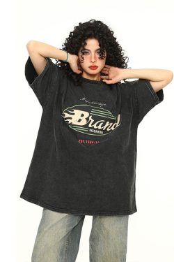 Vintage Wash Distressed Short Sleeve T-Shirt for Men and Women - Trendy 90s American Style Tee