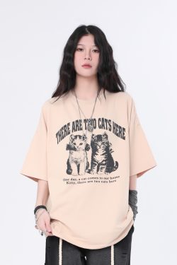 Vintage Washed Black Short Sleeve T-Shirt for Women with Niche Design - 
