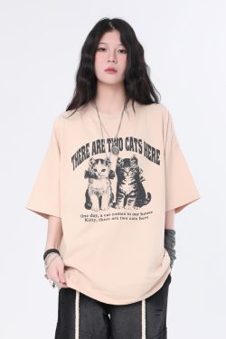 Vintage Washed Black Short Sleeve T-Shirt for Women with Niche Design - 