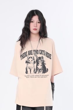 Vintage Washed Black Short Sleeve T-Shirt for Women with Niche Design - 