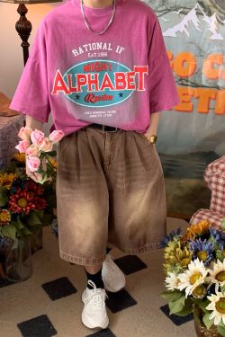 Vintage Washed Distressed T-Shirt for Couples - Summer Heavy-Duty Loose Fit Short Sleeve Top in Trendy American Style