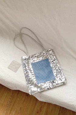 Women's High-End Silver Sequin Shoulder Bag - Shiny Polka Dot Commuter Tote for 2025 Fashion