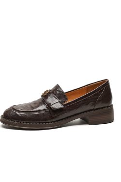 Women's Summer 2025 Soft Bottom Loafers - British Style Flat Heel Leather Shoes with Camellia Design
