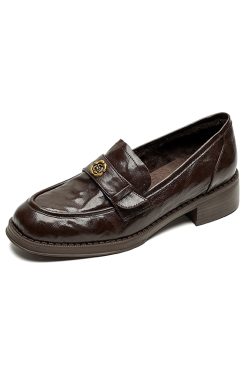 Women's Summer 2025 Soft Bottom Loafers - British Style Flat Heel Leather Shoes with Camellia Design