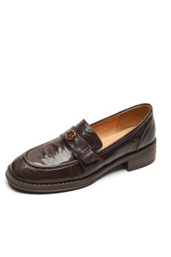 Women's Summer 2025 Soft Bottom Loafers - British Style Flat Heel Leather Shoes with Camellia Design