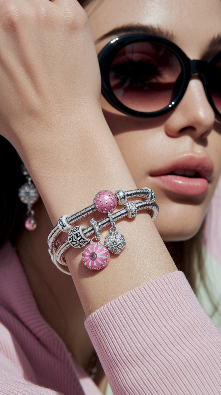 Stylish Pandora Bracelet Charms Ideas Pink to Love outfit idea