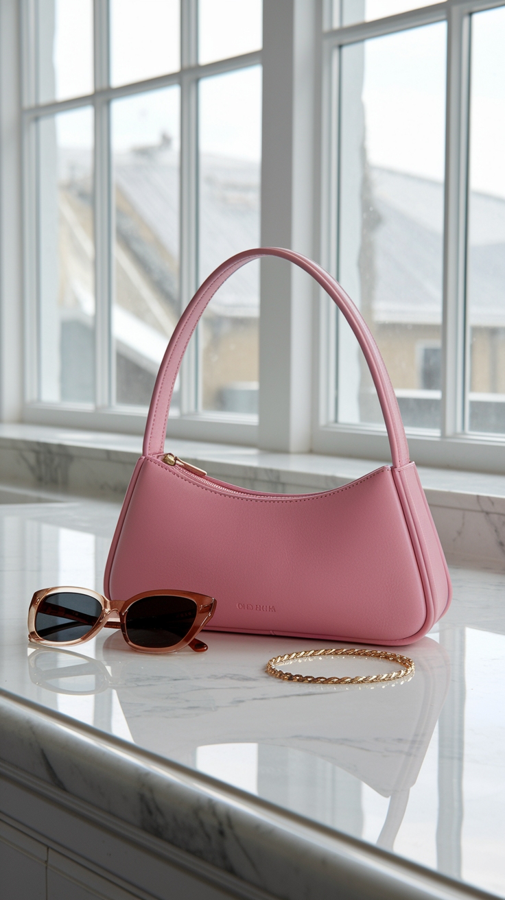 Trendy Pink Baguette Bag to Brighten Up Your Outfit outfit idea