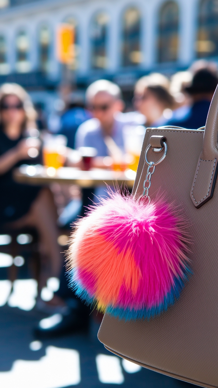 Fun and Funky Pom Pom Keychain for Your Bag outfit idea