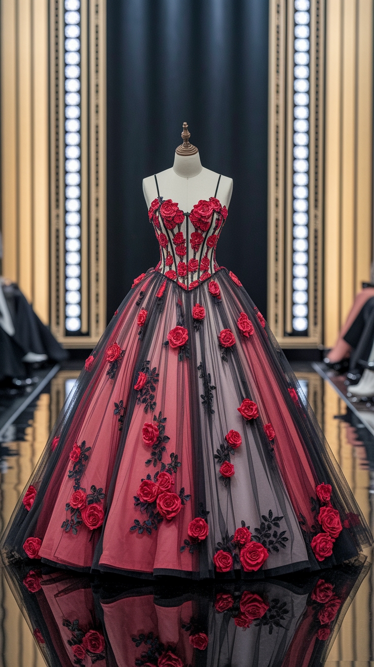 Red and Black Ball Gown: Timeless Glamour for Events outfit idea