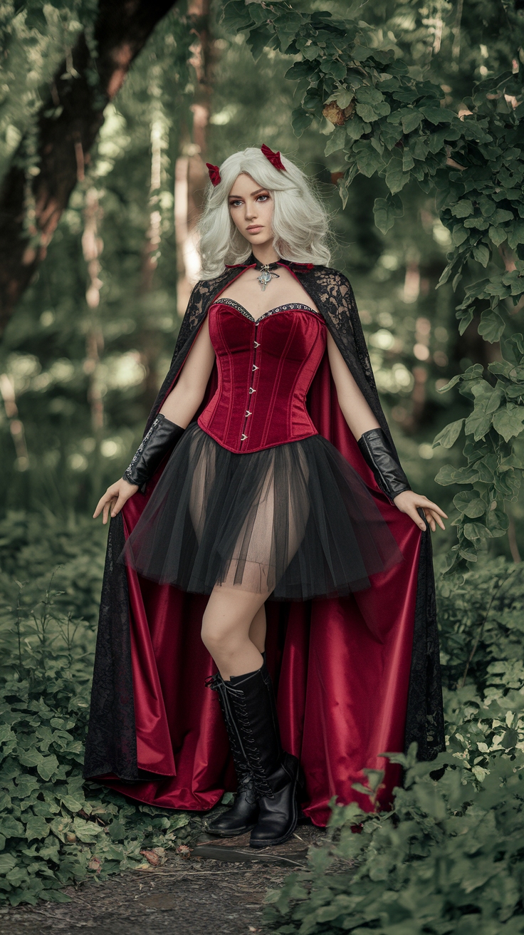 Red and Black Fantasy Outfit: Enchanting Looks for Cosplay outfit idea