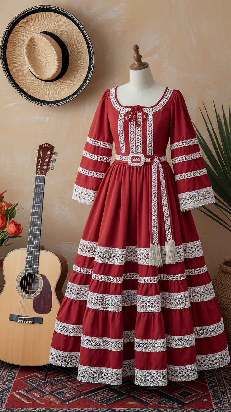 Embrace Culture with a Red Charro Dress outfit idea