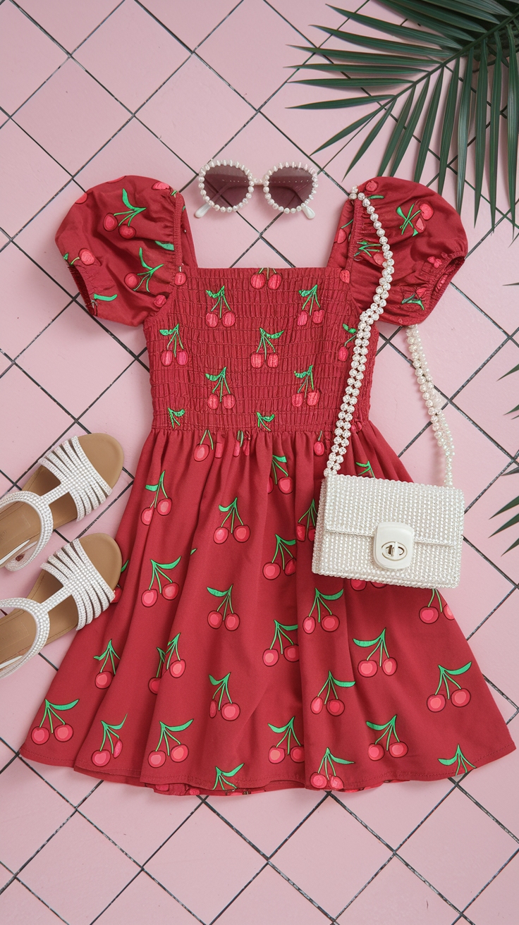 How to Style a Red Cherry Dress for Spring outfit idea