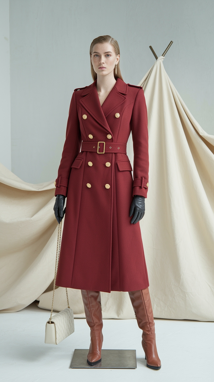 Elevate Your Wardrobe with a Red Coat Dress outfit idea
