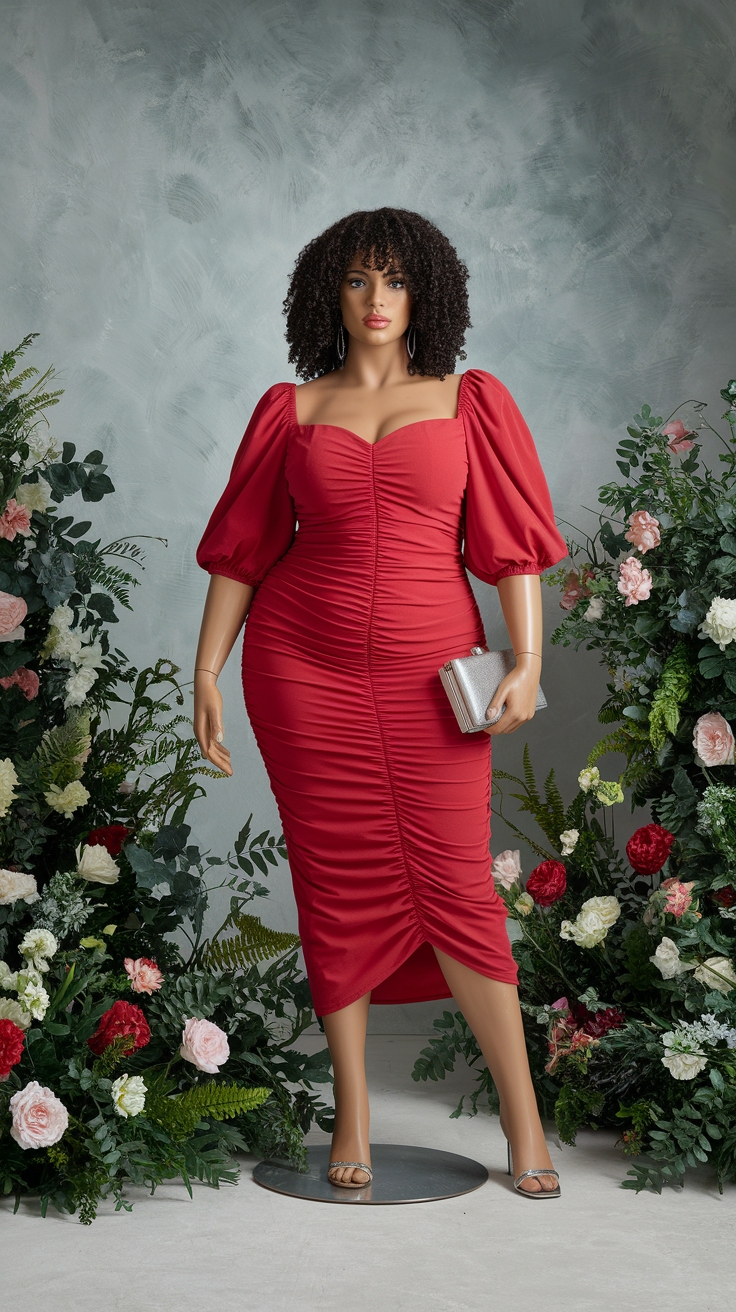 Flattering Red Dress for Plus Size Women to Shine outfit idea