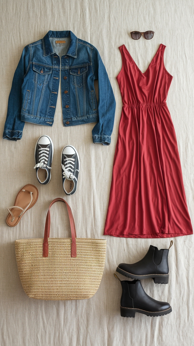 Casual Red Dress Outfit Ideas for Effortless Style outfit idea