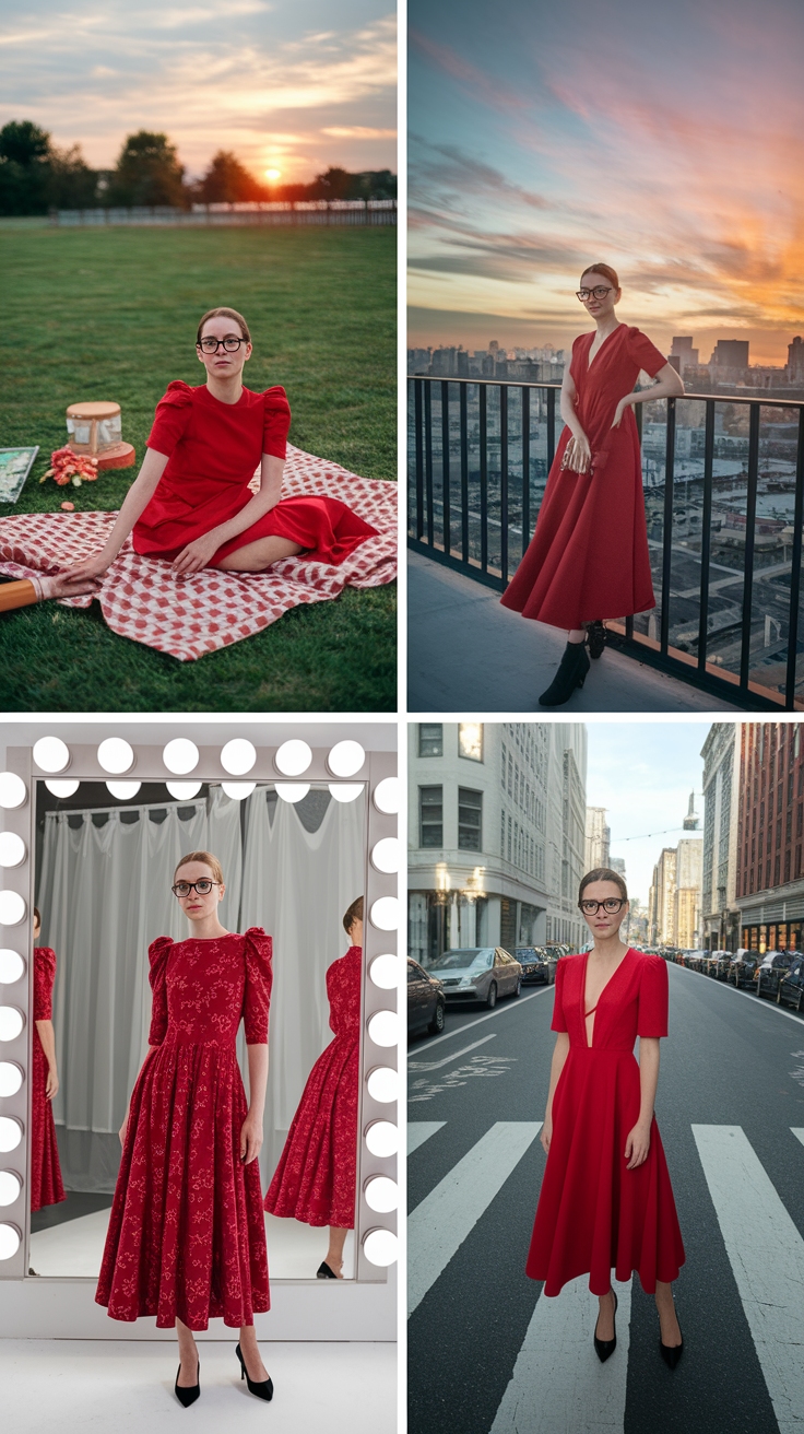 Inspiring Red Dress Pictures Photo Ideas for Social Media outfit idea