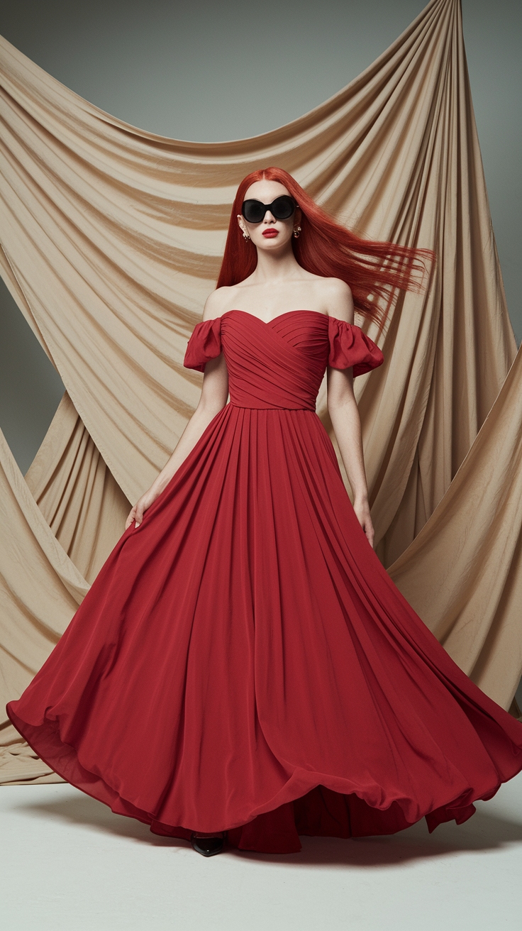 Best Looks for Red Hair and Red Dress Combinations outfit idea