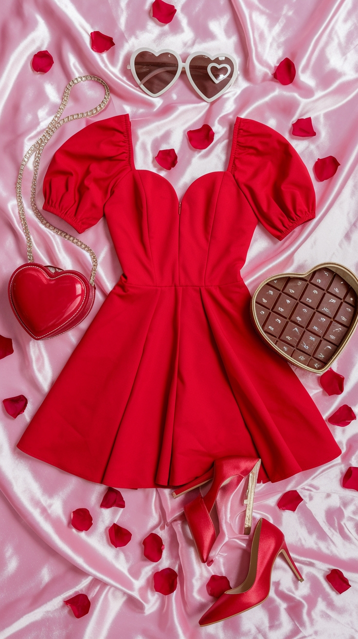 Stylish Red Dress Valentine's Day Outfit Ideas outfit idea