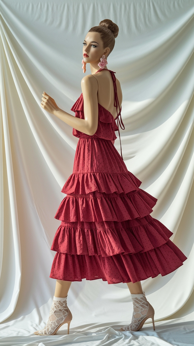 Chic Red Dress with Ruffles for Every Occasion outfit idea