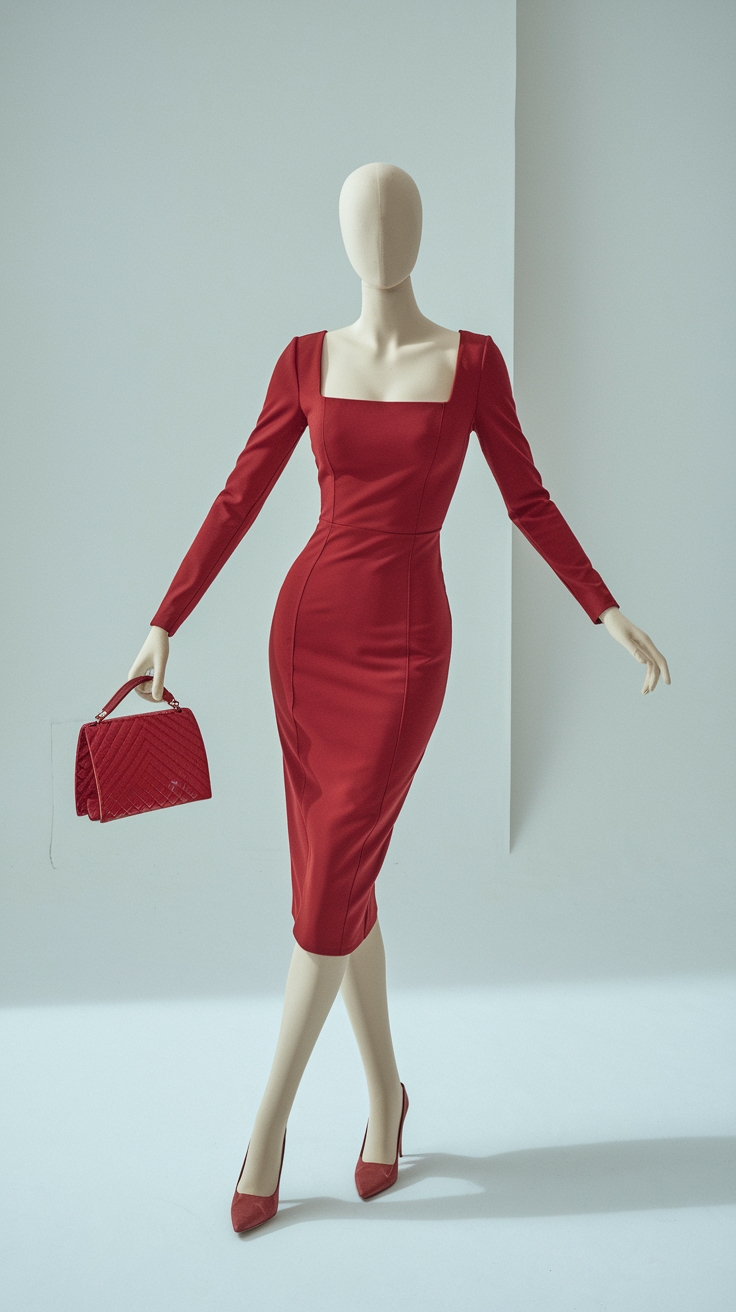 Flattering Red Fitted Dress Outfit for Any Body Type outfit idea