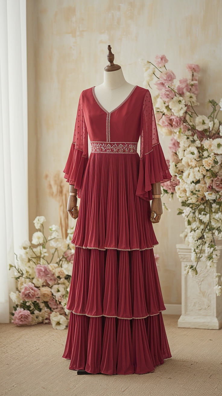 Versatile Red Georgette Dress for Effortless Style outfit idea
