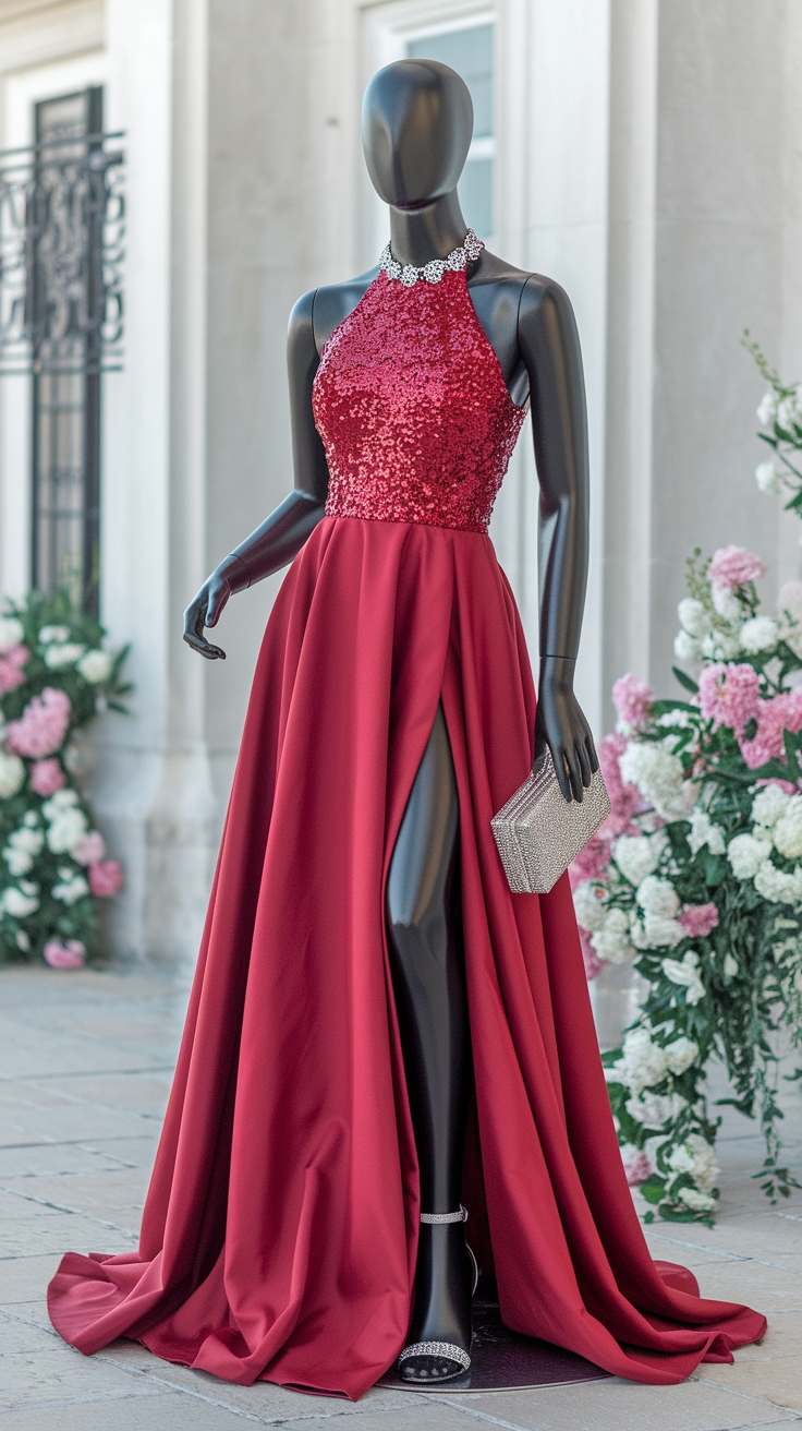 Red Halter Prom Dress: Dazzle on Your Special Night outfit idea