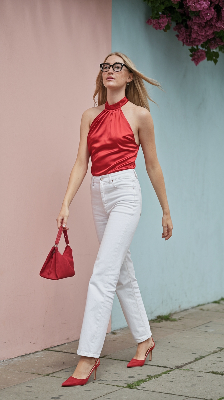 Red Halter Top: Effortless Style for Warm Days outfit idea