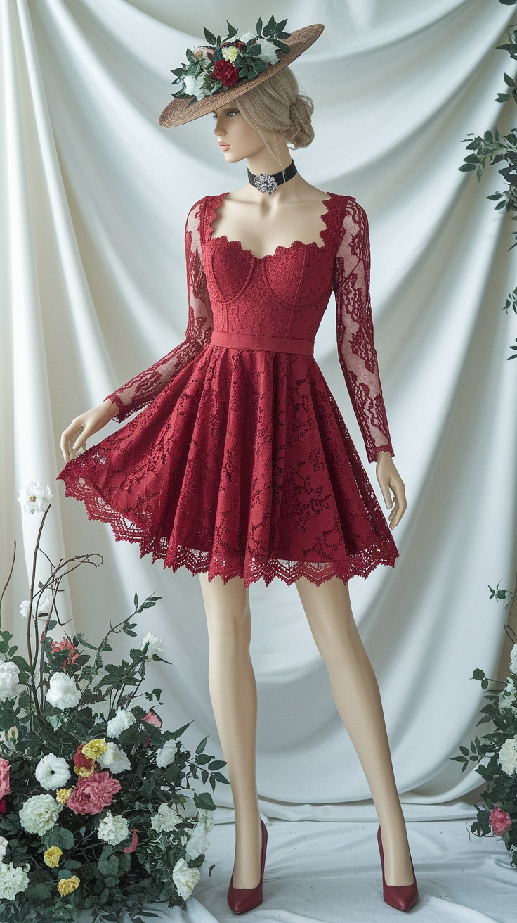 Red Lace Mini Dress: Sexy and Stylish for Night Outs outfit idea